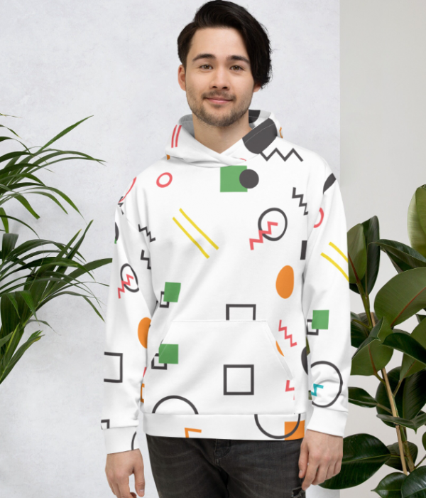 Hoodie dengan pola geometris yang modern